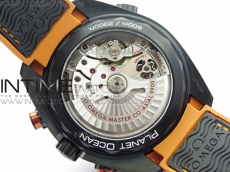 Planet Ocean Master Chronometer Chrono DLC OM 1:1 Best Edition Black Dial on Nylon Strap A9900