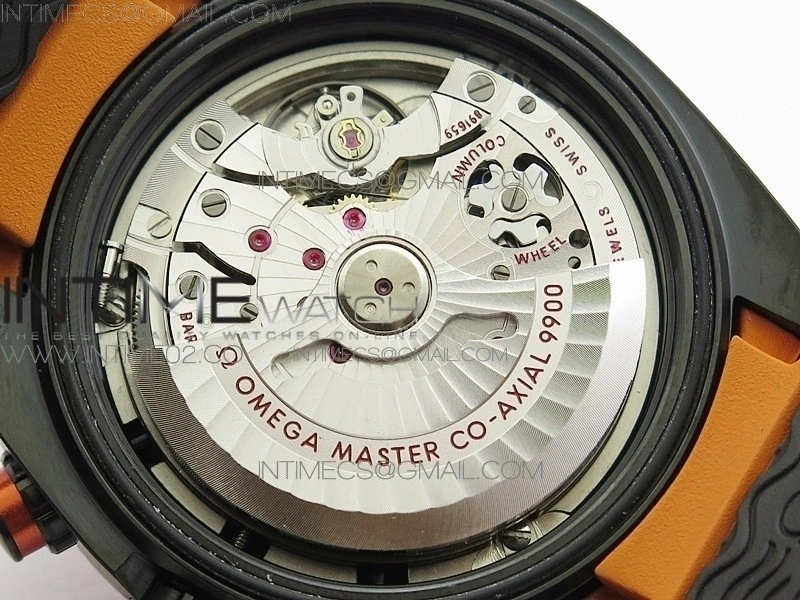 Planet Ocean Master Chronometer Chrono DLC OM 1:1 Best Edition Black Dial on Nylon Strap A9900