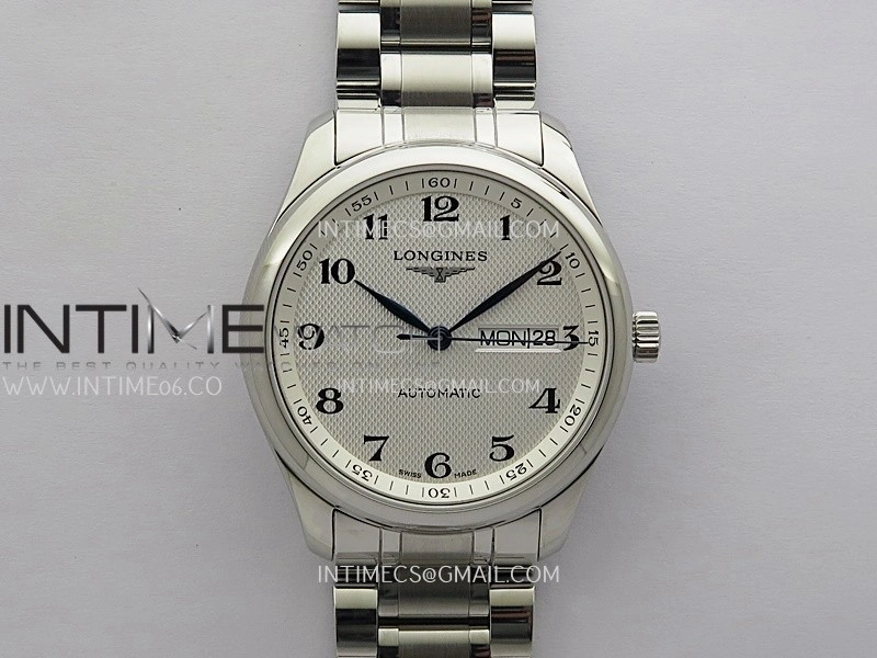 Master Day Date SS VSF 1:1 Best Edition White Textured Dial On SS Bracelet A2836