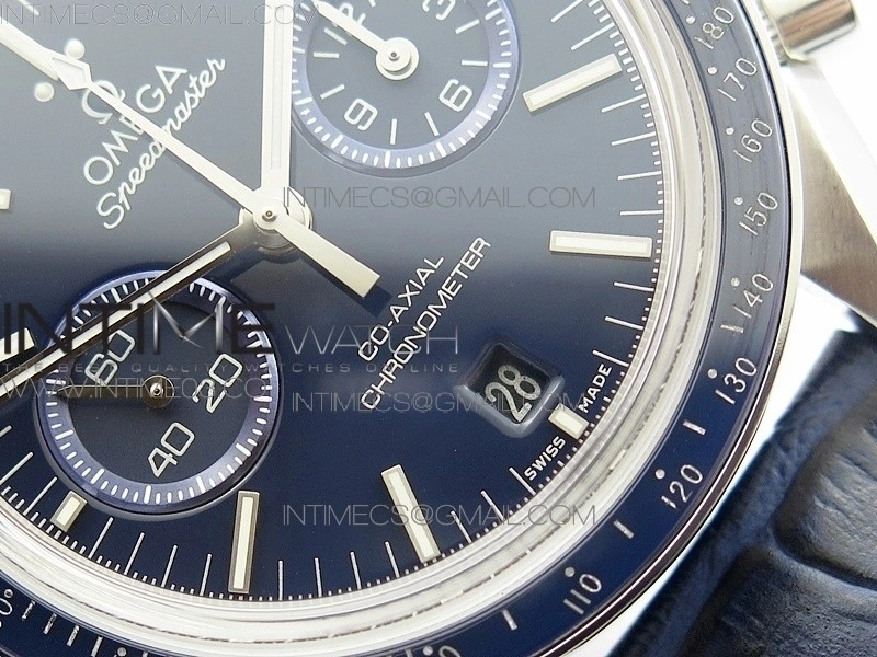 SpeedMaster MoonWatch SS V2 OMF 1:1 Best Edition Blue Dial on Blue Leather Strap A9300