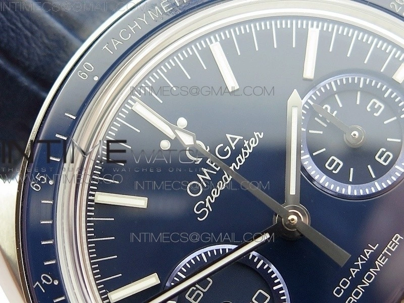 SpeedMaster MoonWatch SS V2 OMF 1:1 Best Edition Blue Dial on Blue Leather Strap A9300