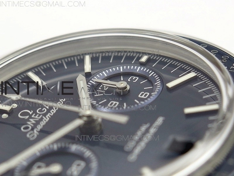 SpeedMaster MoonWatch SS V2 OMF 1:1 Best Edition Blue Dial on Blue Leather Strap A9300