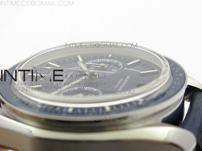 SpeedMaster MoonWatch SS V2 OMF 1:1 Best Edition Blue Dial on Blue Leather Strap A9300