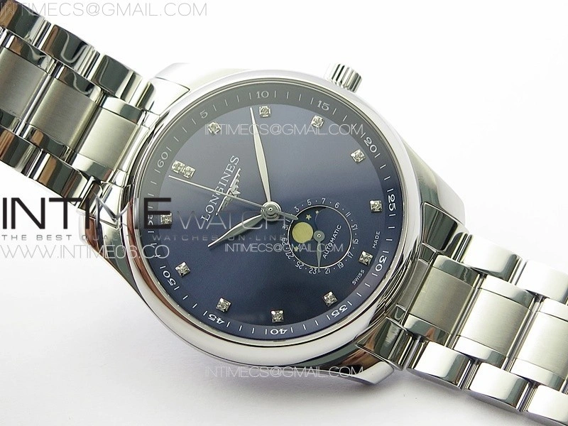 Master Moonphase SS APSF 1:1 Best Edition Blue Diamonds Dial on SS Bracelet AL899