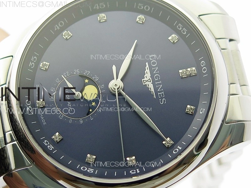 Master Moonphase SS APSF 1:1 Best Edition Blue Diamonds Dial on SS Bracelet AL899