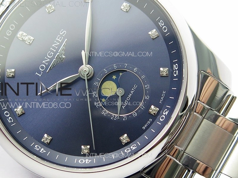 Master Moonphase SS APSF 1:1 Best Edition Blue Diamonds Dial on SS Bracelet AL899