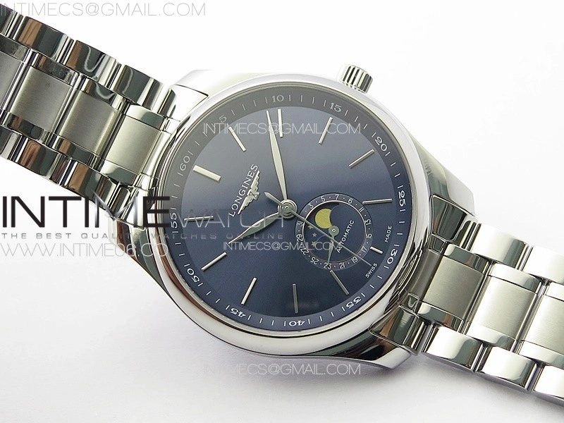 Master Moonphase SS APSF 1:1 Best Edition Blue Sticks Dial on SS Bracelet AL899