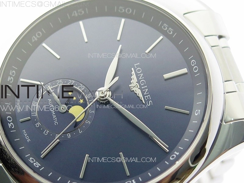 Master Moonphase SS APSF 1:1 Best Edition Blue Sticks Dial on SS Bracelet AL899