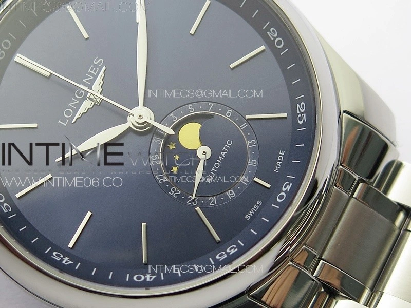 Master Moonphase SS APSF 1:1 Best Edition Blue Sticks Dial on SS Bracelet AL899