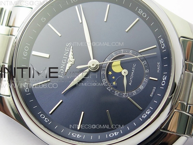 Master Moonphase SS APSF 1:1 Best Edition Blue Sticks Dial on SS Bracelet AL899