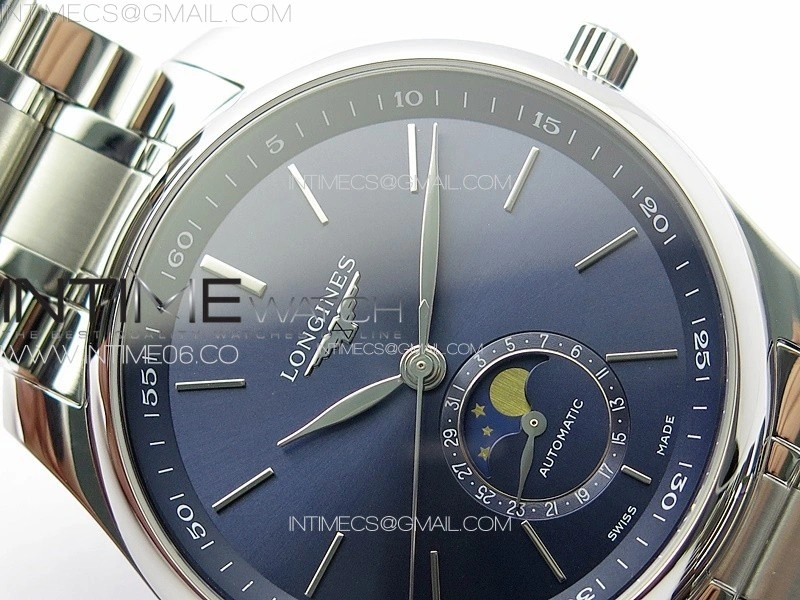 Master Moonphase SS APSF 1:1 Best Edition Blue Sticks Dial on SS Bracelet AL899