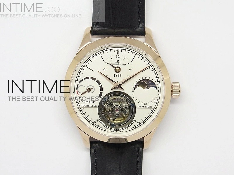 Master Tourbillion RG White Dial on Black Leather Strap