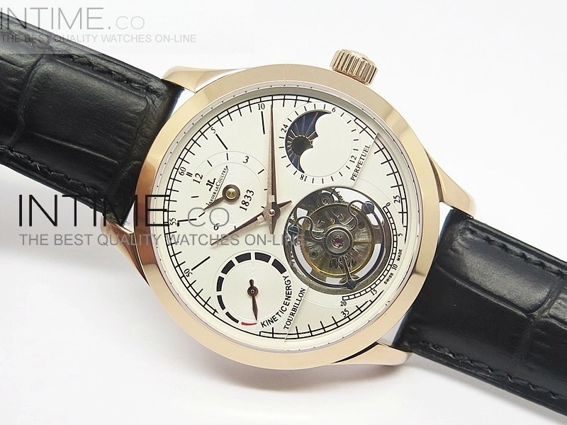 Master Tourbillion RG White Dial on Black Leather Strap