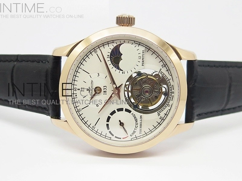 Master Tourbillion RG White Dial on Black Leather Strap