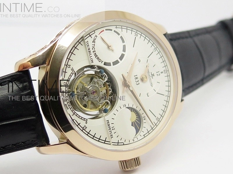 Master Tourbillion RG White Dial on Black Leather Strap