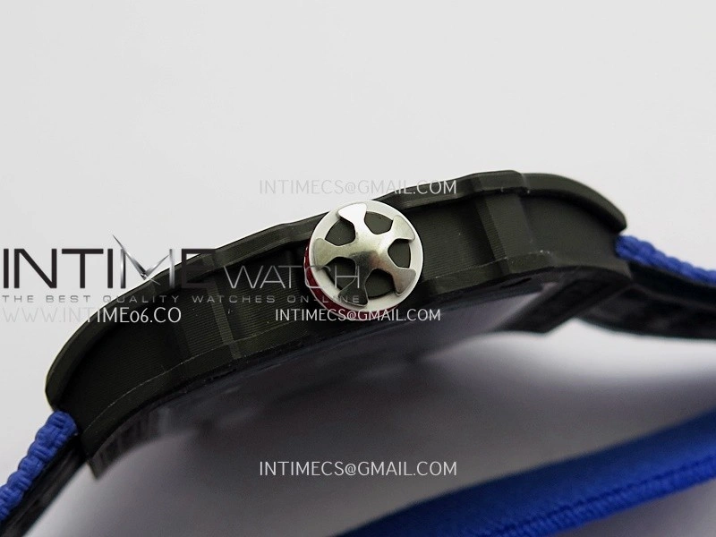RM67-02 France Black NTPT Umi Office 1:1 Blue Red White Skeleton Dial On Blue Nylon Strap CRMA7 Clone V2