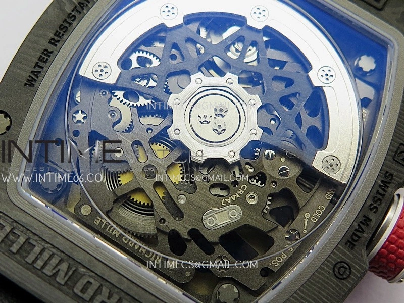RM67-02 France Black NTPT Umi Office 1:1 Blue Red White Skeleton Dial On Blue Nylon Strap CRMA7 Clone V2