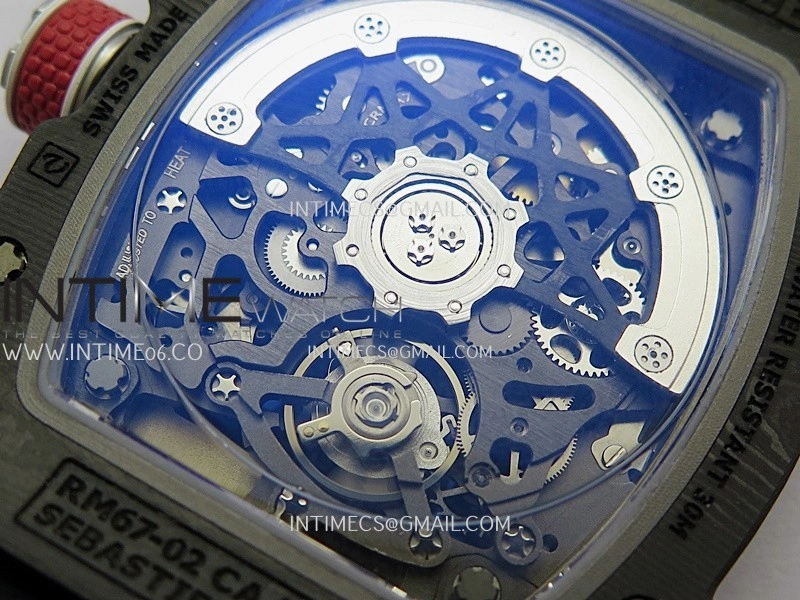 RM67-02 France Black NTPT Umi Office 1:1 Blue Red White Skeleton Dial On Blue Nylon Strap CRMA7 Clone V2