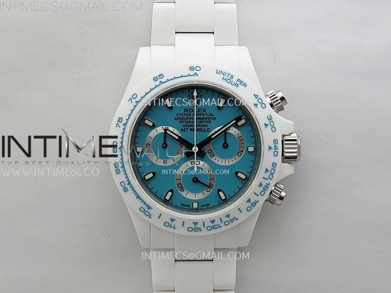 Daytona AET White Solid Nano Ceramic Case and Bracelet N6F 1:1 Best Edition Abu Dhabi Blue Dial On DD4801
