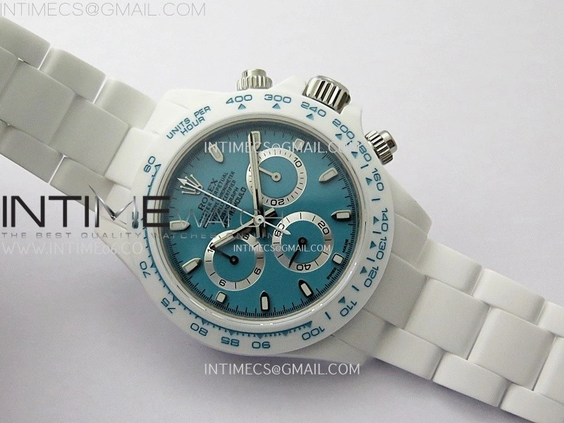 Daytona AET White Solid Nano Ceramic Case and Bracelet N6F 1:1 Best Edition Abu Dhabi Blue Dial On DD4801