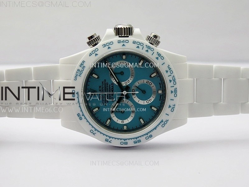 Daytona AET White Solid Nano Ceramic Case and Bracelet N6F 1:1 Best Edition Abu Dhabi Blue Dial On DD4801