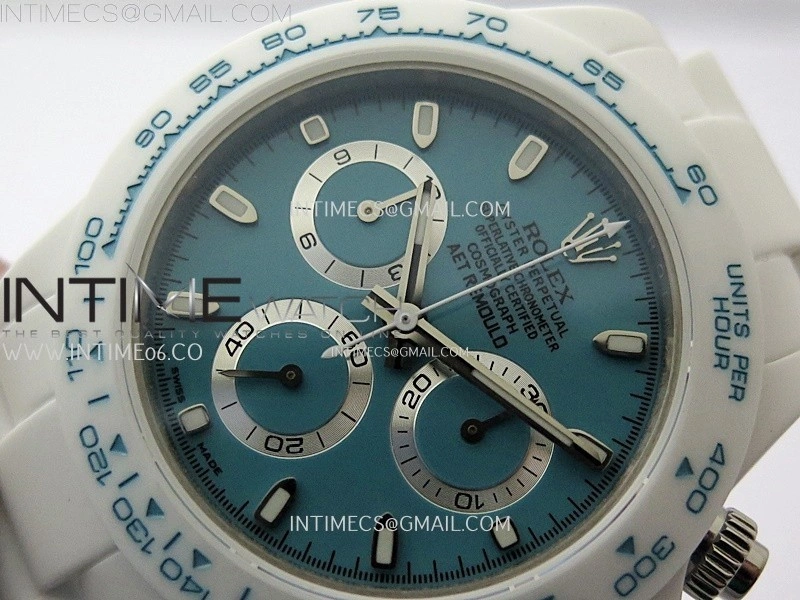 Daytona AET White Solid Nano Ceramic Case and Bracelet N6F 1:1 Best Edition Abu Dhabi Blue Dial On DD4801