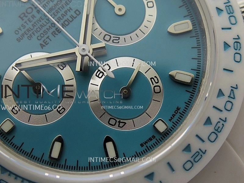 Daytona AET White Solid Nano Ceramic Case and Bracelet N6F 1:1 Best Edition Abu Dhabi Blue Dial On DD4801