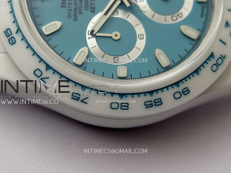 Daytona AET White Solid Nano Ceramic Case and Bracelet N6F 1:1 Best Edition Abu Dhabi Blue Dial On DD4801