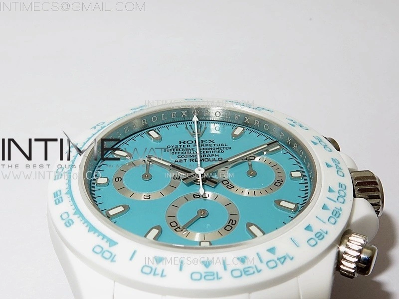 Daytona AET White Solid Nano Ceramic Case and Bracelet N6F 1:1 Best Edition Abu Dhabi Blue Dial On DD4801