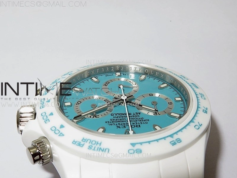Daytona AET White Solid Nano Ceramic Case and Bracelet N6F 1:1 Best Edition Abu Dhabi Blue Dial On DD4801