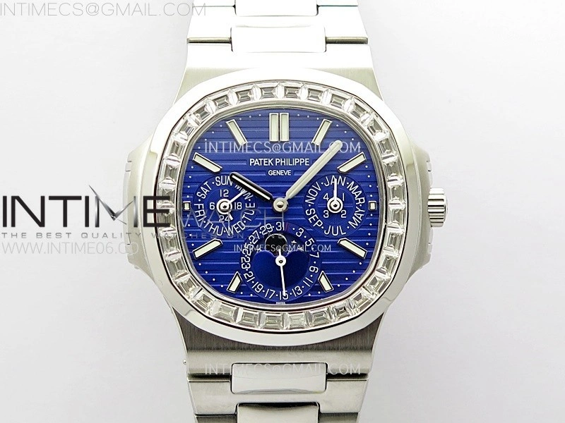 Nautilus 5740 T Diamonds Bezel SS TWF Best Edition Blue Dial on SS Bracelet A240
