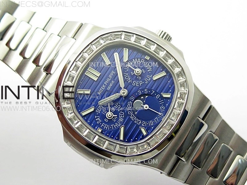 Nautilus 5740 T Diamonds Bezel SS TWF Best Edition Blue Dial on SS Bracelet A240