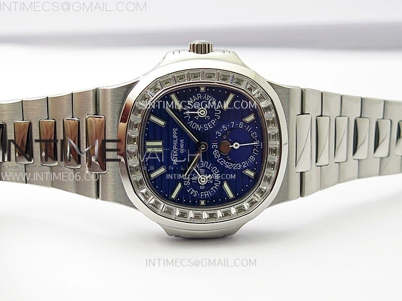 Nautilus 5740 T Diamonds Bezel SS TWF Best Edition Blue Dial on SS Bracelet A240