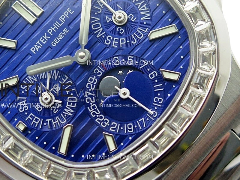 Nautilus 5740 T Diamonds Bezel SS TWF Best Edition Blue Dial on SS Bracelet A240