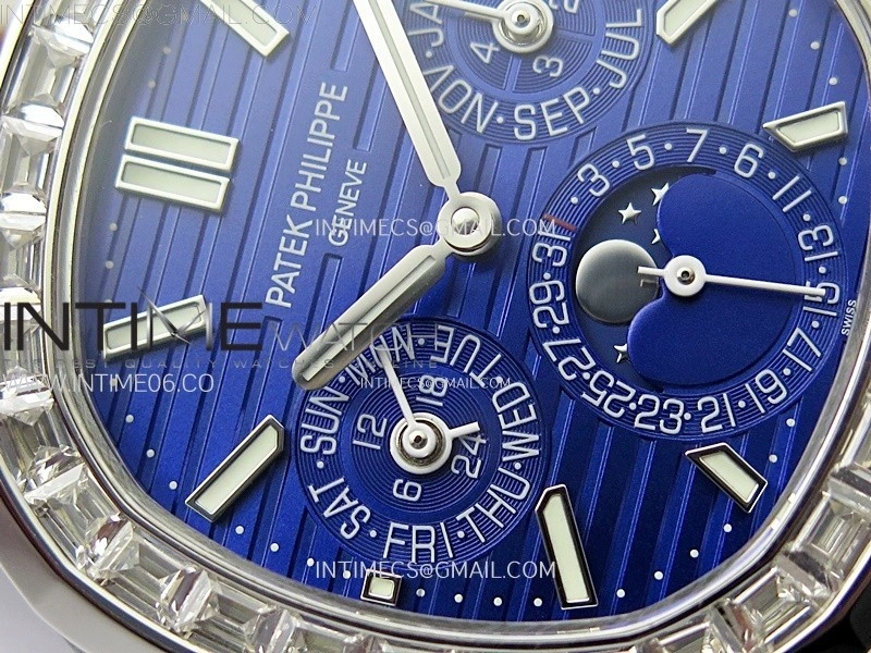 Nautilus 5740 T Diamonds Bezel SS TWF Best Edition Blue Dial on SS Bracelet A240