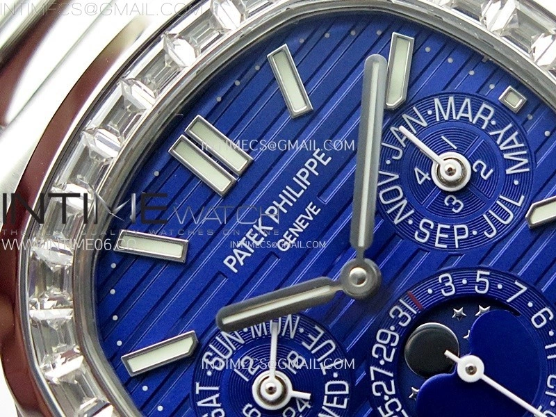Nautilus 5740 T Diamonds Bezel SS TWF Best Edition Blue Dial on SS Bracelet A240