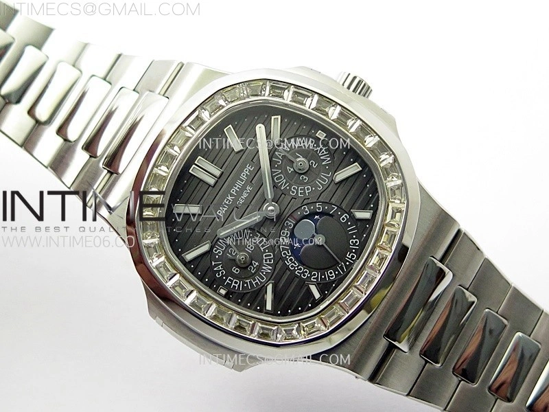 Nautilus 5740 T Diamonds Bezel SS TWF Best Edition Gray Dial on SS Bracelet A240