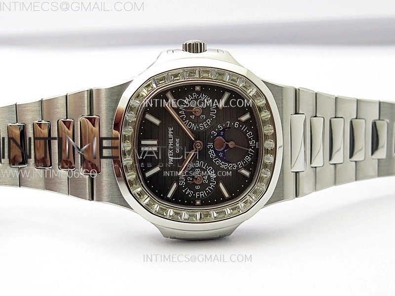 Nautilus 5740 T Diamonds Bezel SS TWF Best Edition Gray Dial on SS Bracelet A240