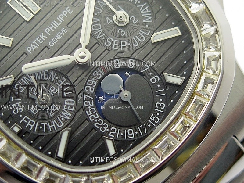 Nautilus 5740 T Diamonds Bezel SS TWF Best Edition Gray Dial on SS Bracelet A240