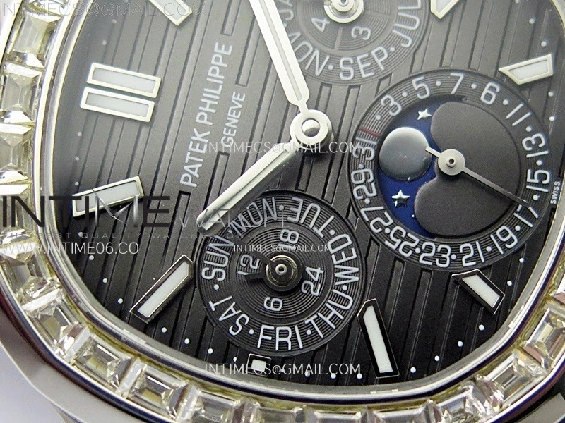 Nautilus 5740 T Diamonds Bezel SS TWF Best Edition Gray Dial on SS Bracelet A240