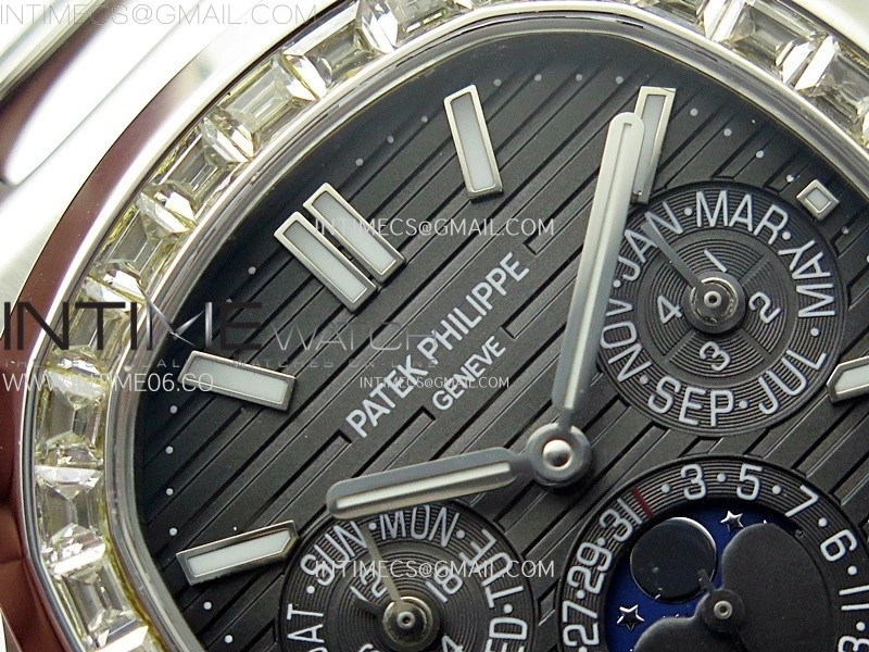 Nautilus 5740 T Diamonds Bezel SS TWF Best Edition Gray Dial on SS Bracelet A240