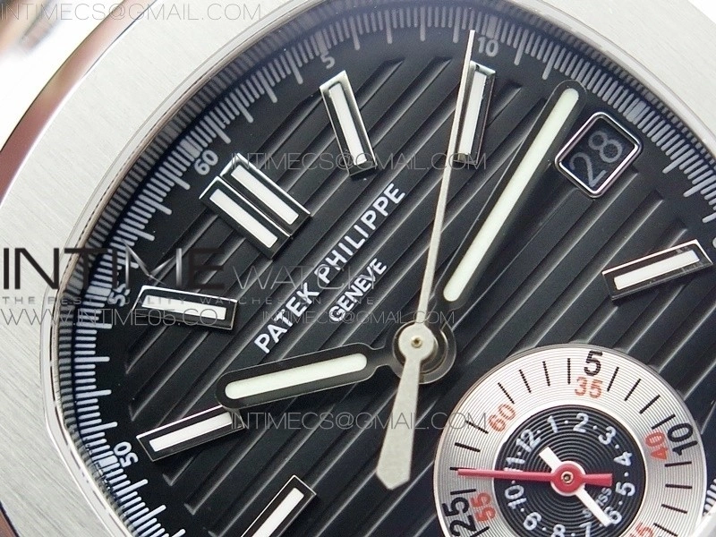 Nautilus 5980 SS 3KF Best Edition Black Dial on Black Leather Strap A7750