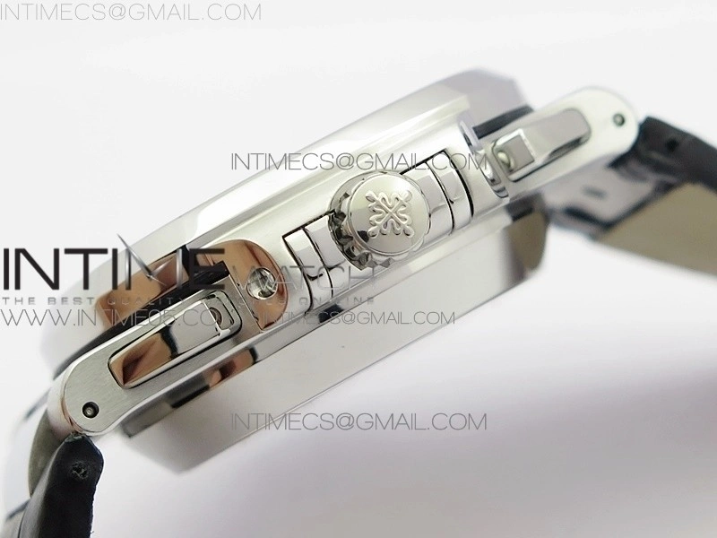 Nautilus 5980 SS 3KF Best Edition Black Dial on Black Leather Strap A7750