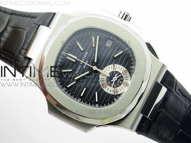 Nautilus 5980 SS 3KF Best Edition Blue Dial on Black Leather Strap A7750