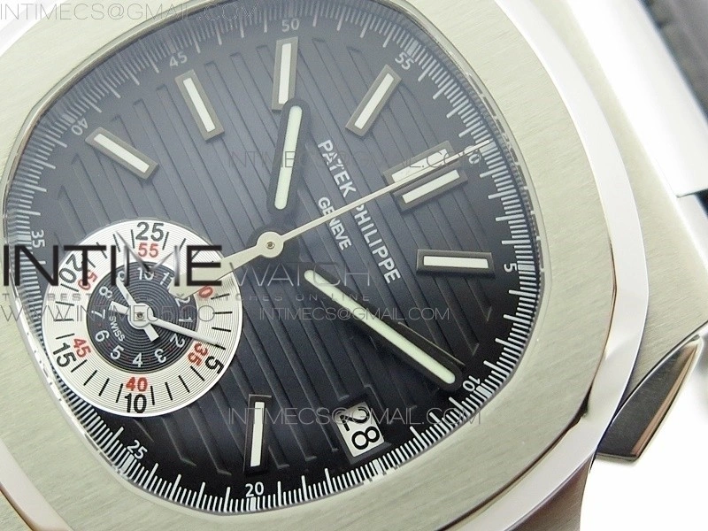 Nautilus 5980 SS 3KF Best Edition Blue Dial on Black Leather Strap A7750