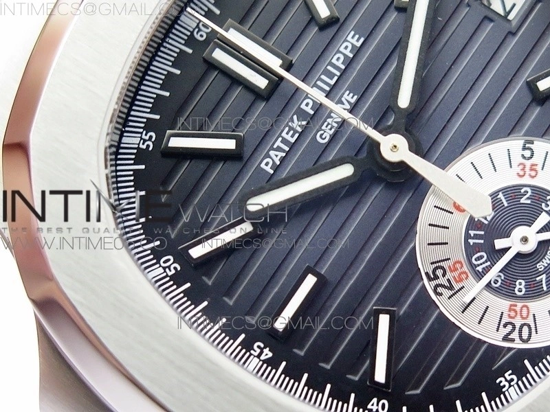 Nautilus 5980 SS 3KF Best Edition Blue Dial on Black Leather Strap A7750