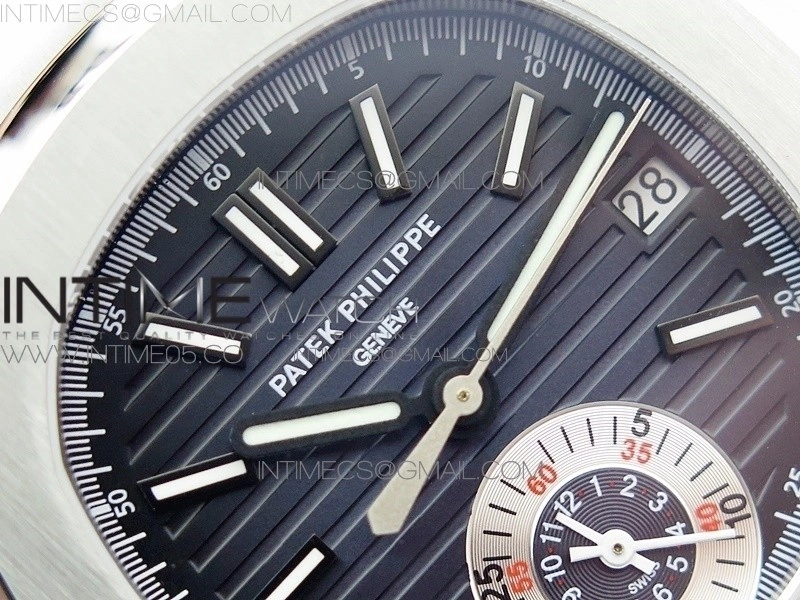 Nautilus 5980 SS 3KF Best Edition Blue Dial on Black Leather Strap A7750