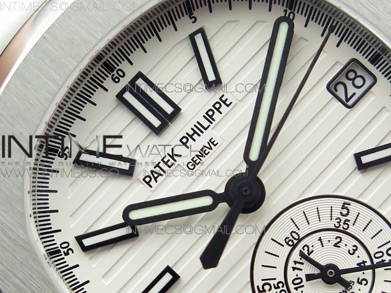 Nautilus 5980 SS 3KF Best Edition White Dial on Black Leather Strap A7750