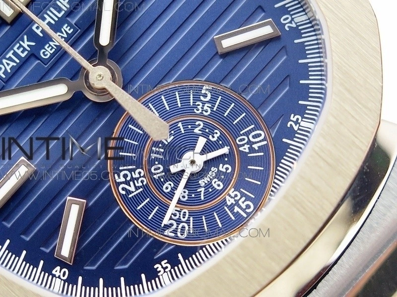 Nautilus 5980 SS RG 3KF Best Edition Blue Dial on Brown Leather Strap A7750