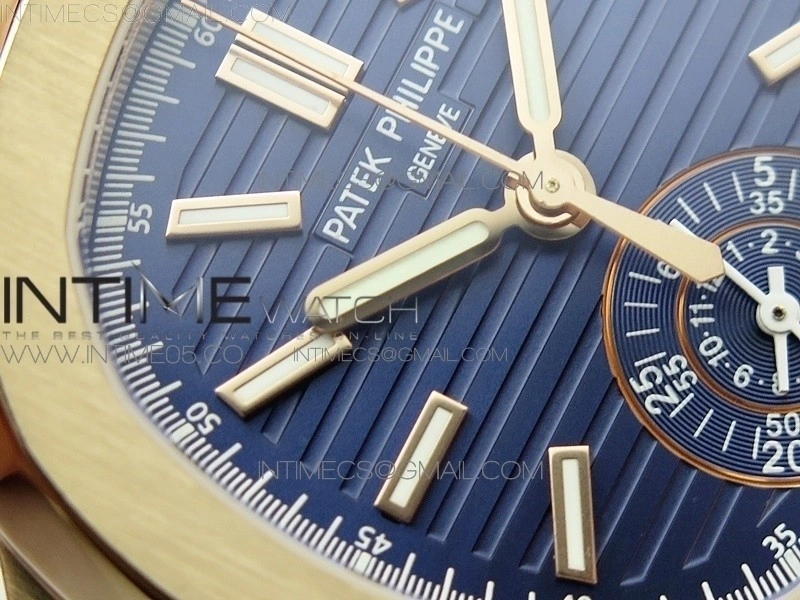 Nautilus 5980 SS RG 3KF Best Edition Blue Dial on Brown Leather Strap A7750